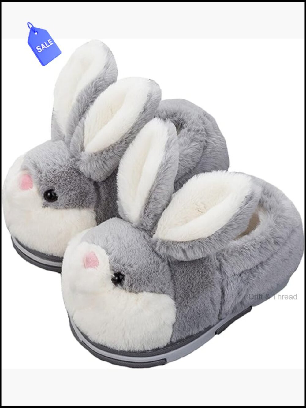 Furry Animal Bunny Slippers Women's Memory Foam Non-Slip Cozy Indoor Outdoor
